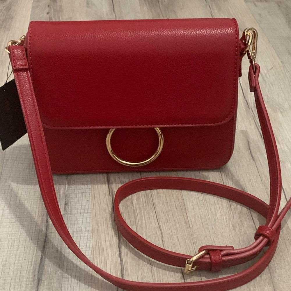 Red with gold hardware crossbody bag